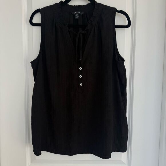 Tribal Tops - TRIBAL | Sleeveless textured blouse - Size Medium